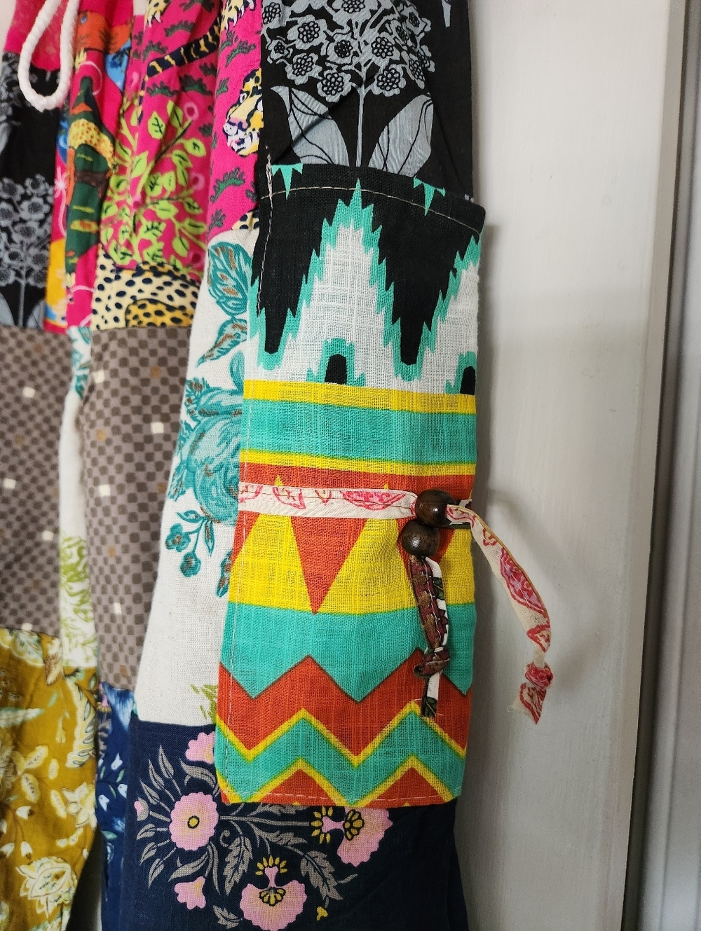 Boho Patchwork Drawstring Pants - Multicolor - Picture 4 of 11